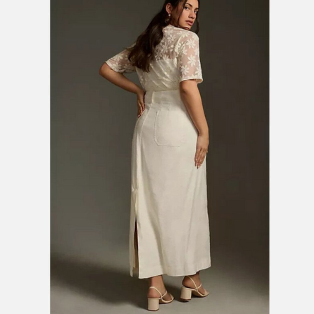 NEW Anthropologie Maeve 3X The Colette Maxi Skirt White Nwt Plus Size - Picture 3 of 7